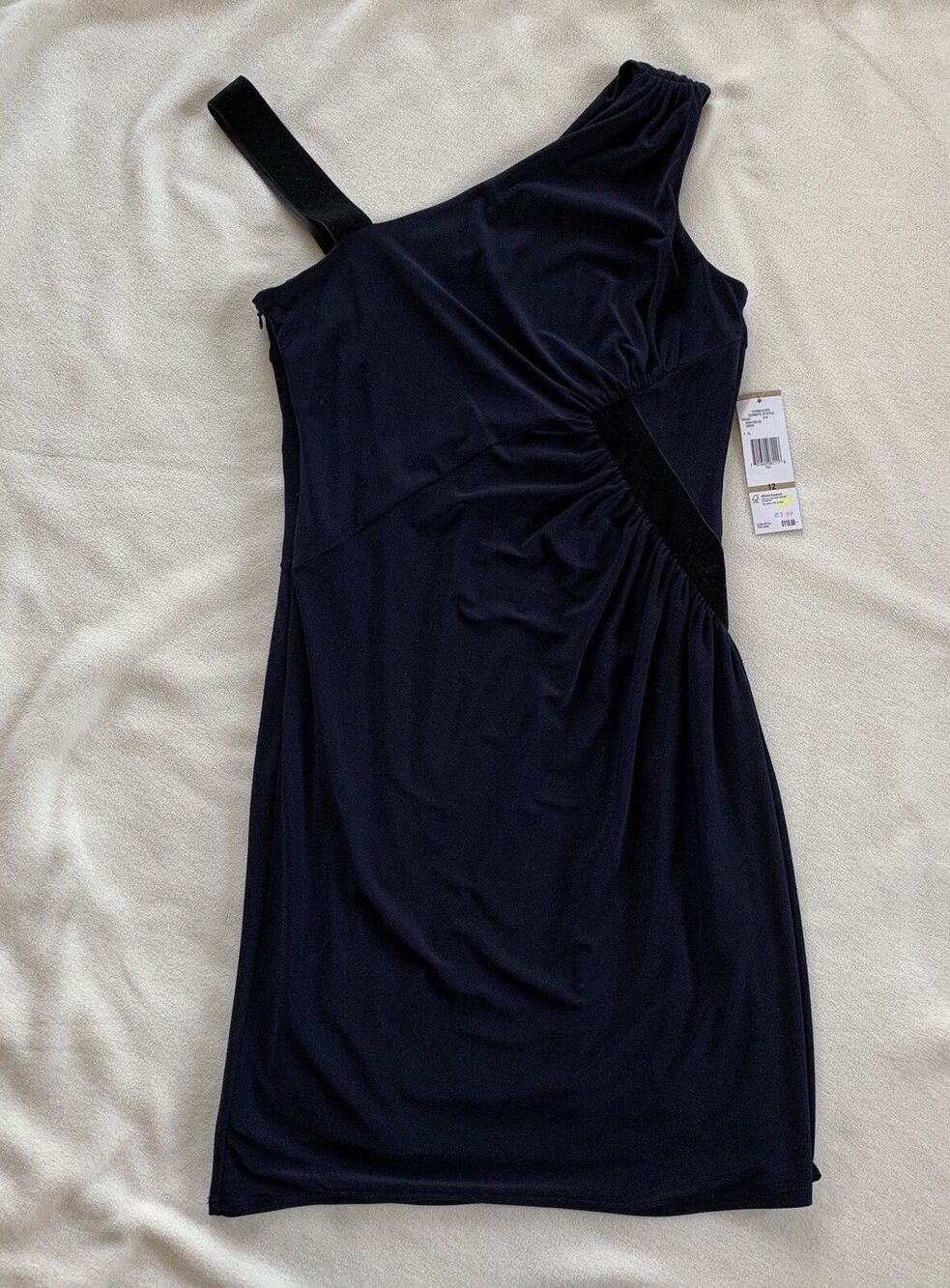NINE WEST Indigo Blue Sheath Velvet Velour Sleeveless Dress Women's Size 12 NWT - Picture 1 of 12